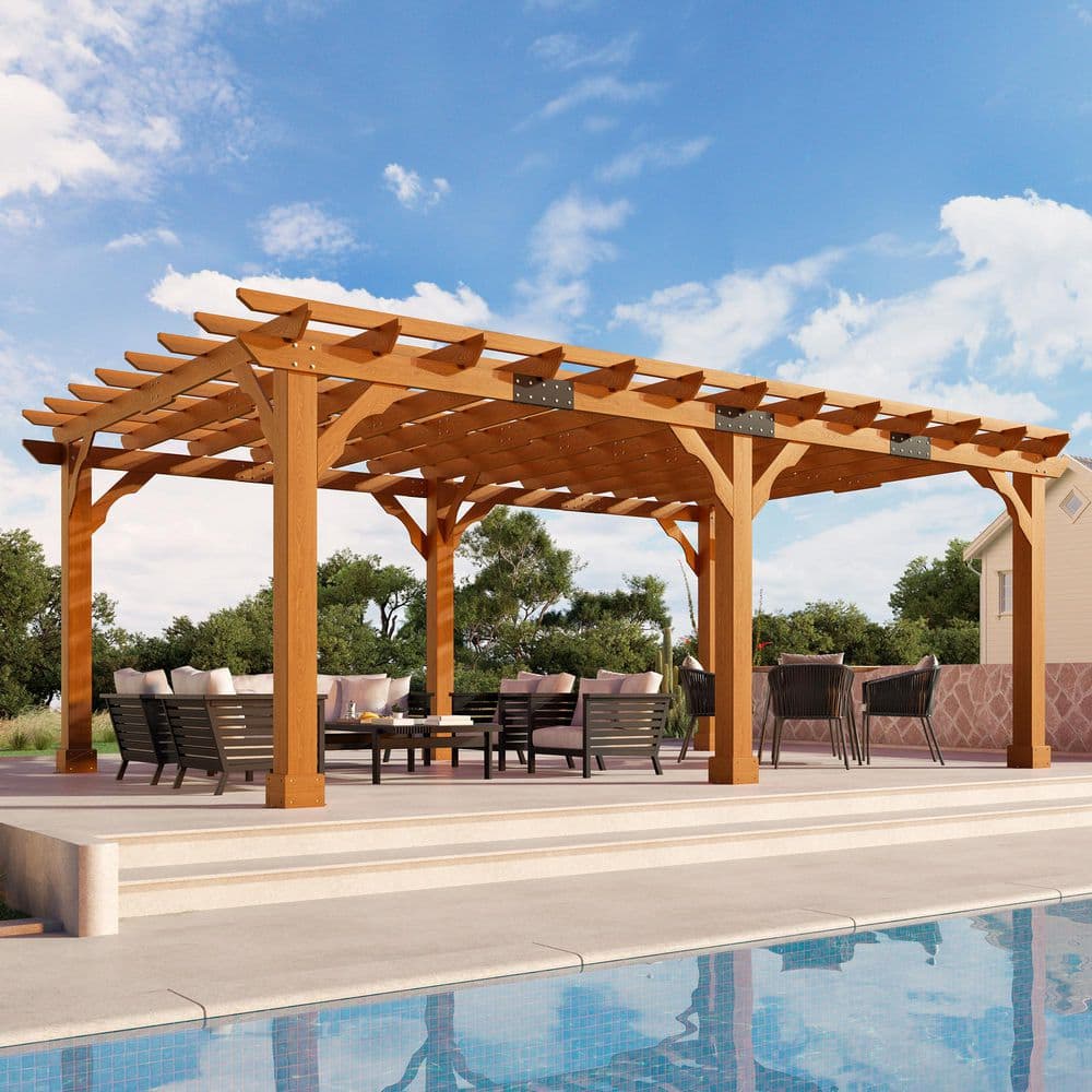 Premium 12 ft. x 20 ft. Brown Cedar Pergola price history on PriceWatchPro