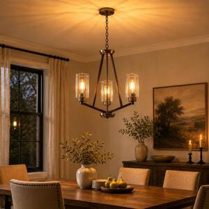 HUOKU Ceder 7-Light 25.6 in.W Matte Black Sputnik Chandelier with