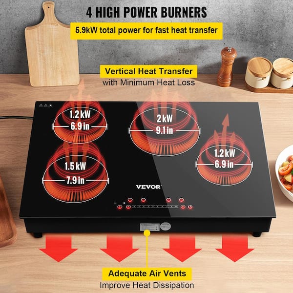 True Induction TI-3B Built-in 858UL Certified, 24-inch 3 Burners Induction  Cooktop 3300W Glass