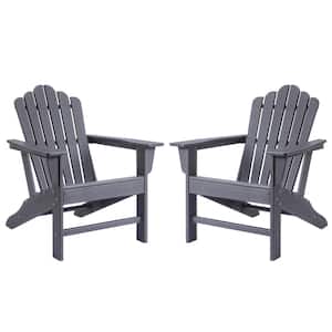 Classic Slate Grey Plastic Adirondack Chair for Outdoor Garden Porch Patio Deck Backyard (2-Pack)