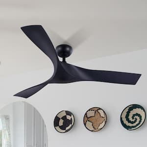 52 in. 6-Speeds Modern DC Motor Ceiling Fan in Black with Remote Control
