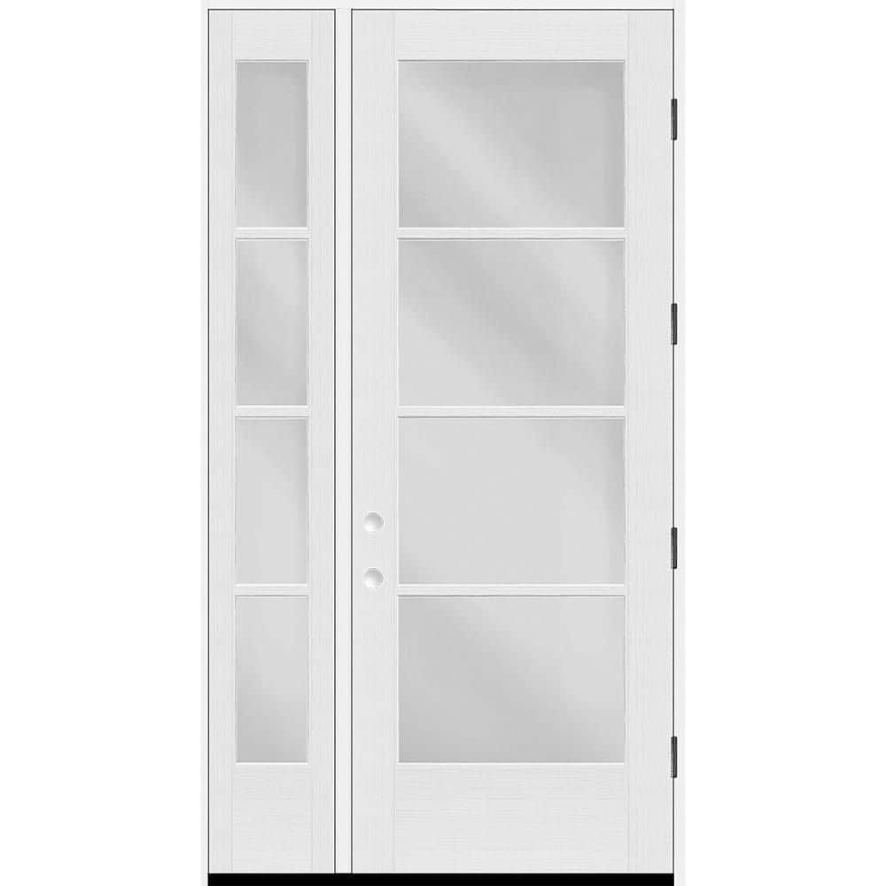 Legacy 53in. x 96in. Icon 4L Modern Clear Glass LHOS Unfinished Fiberglass Prehung Front Door w/14in. Sidelite_4in. Jamb price history on PriceWatchPro
