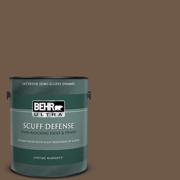 BEHR ULTRA 1 gal. #N230-7 Rustic Tobacco Extra Durable Semi-Gloss Enamel Interior Paint & Primer