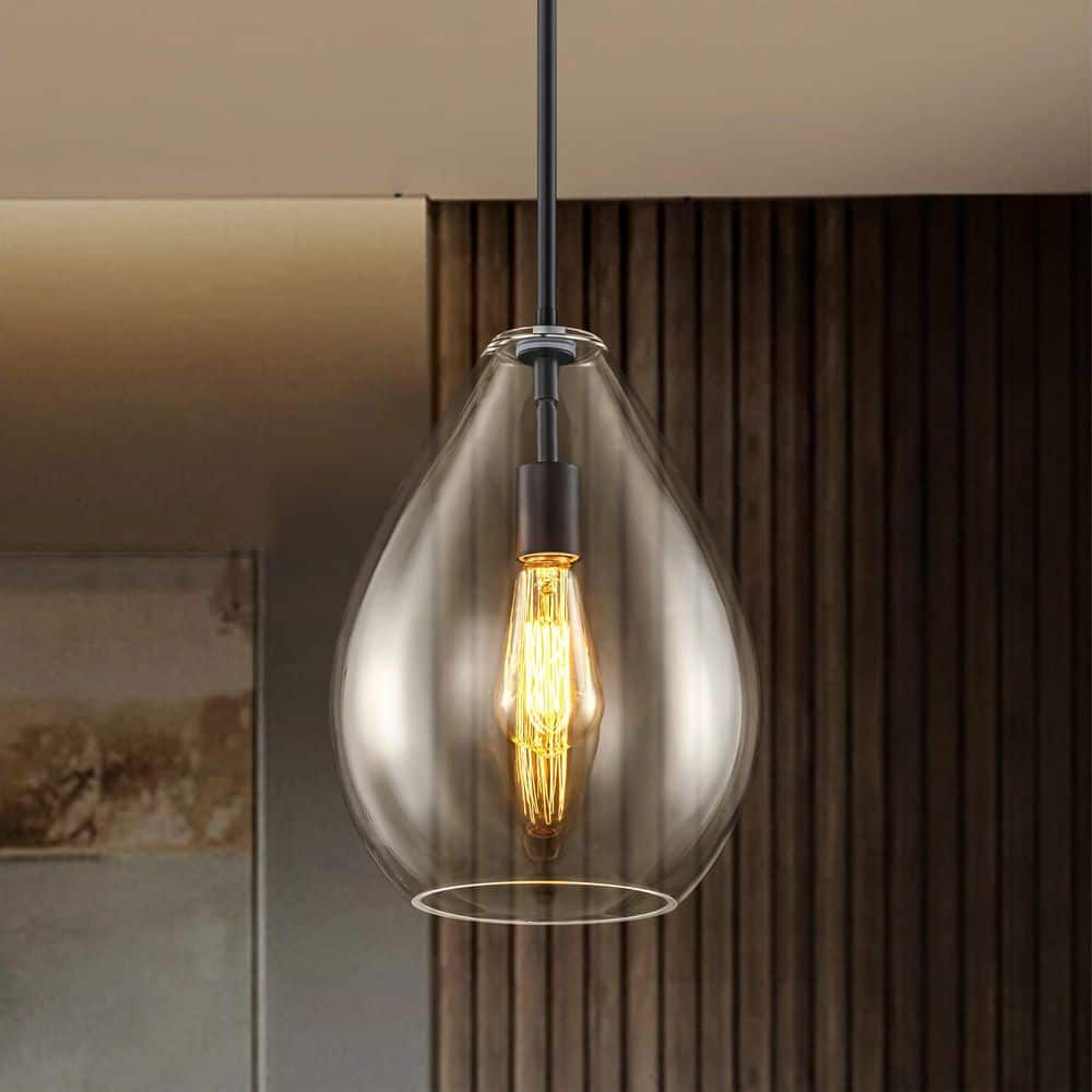 Athol 1-Light Matte Black Industrial Pendant Lighting with Clear Glass price history on PriceWatchPro