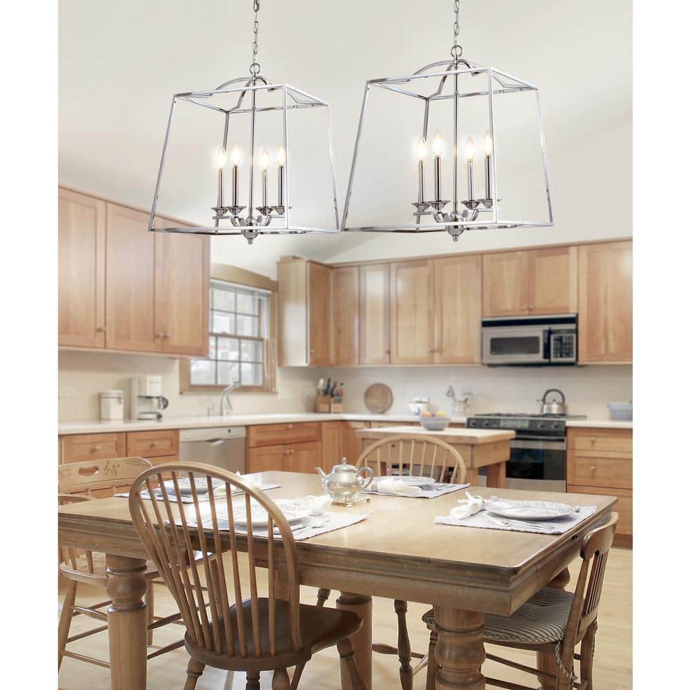Gloria Polished Chrome 19" LED Lantern Pendant - Adjustable Height