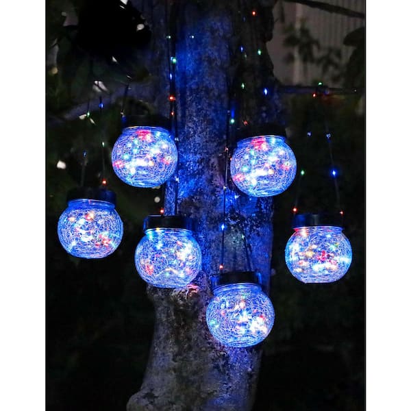 3.86 in. Solar Lights Outdoor Waterproof 12-Pack, Solar Powered Hanging Lantern Yard Decor, Garden Tree Ornaments,Blue