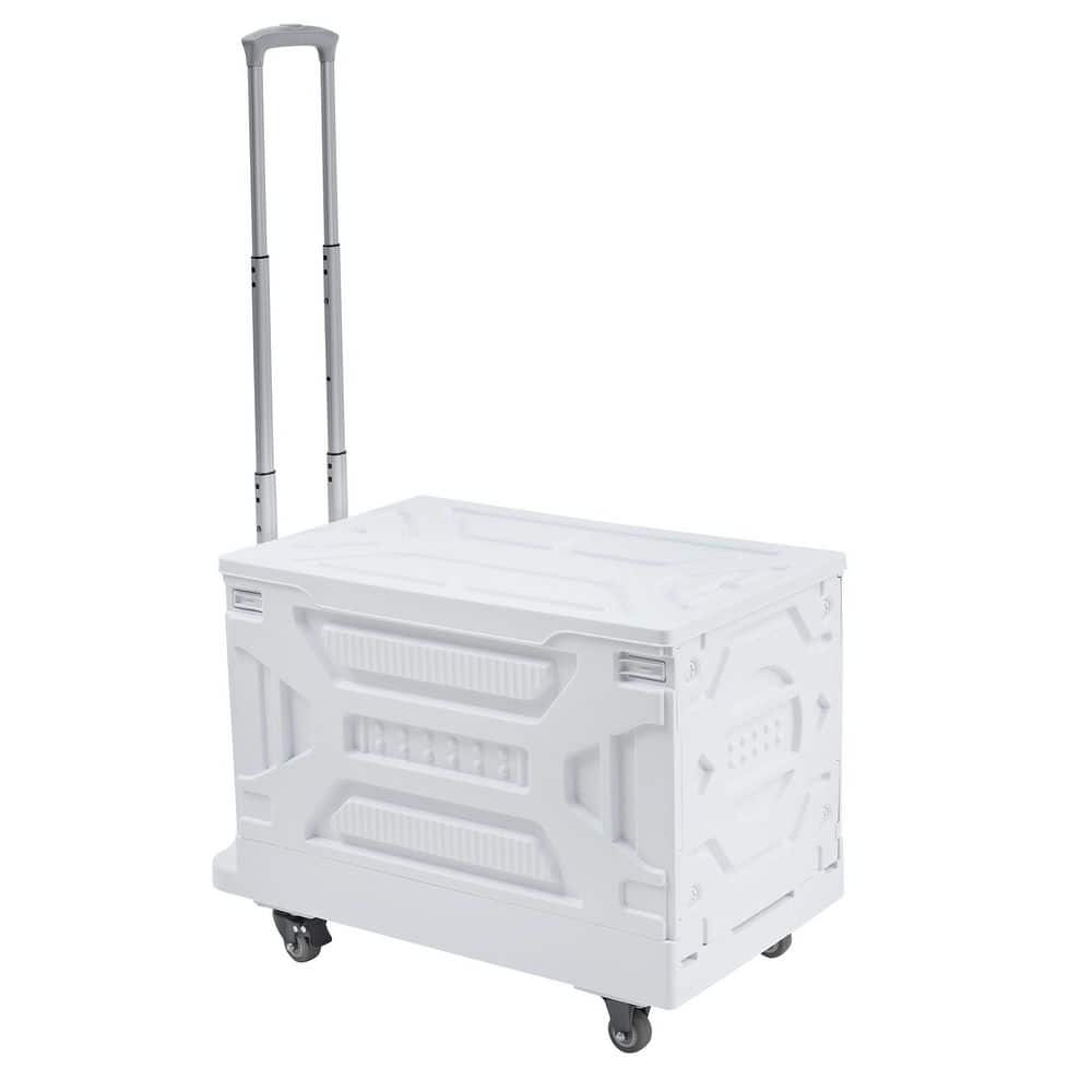 Foldable White (Size 2) Rolling Utility Cart 19.68 in. Accent Cabinet Office Storage Cabinet with 1-Shelf Wheels