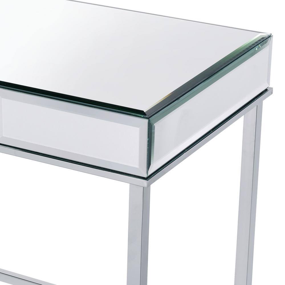 Mirrored Chrome Finish Writing Desk with Drawer