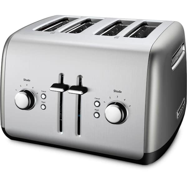 KitchenAid 4-Slice Silver Wide Slot Toaster with Crumb Tray and Shade  Control Settings KMT4115CU - The Home Depot