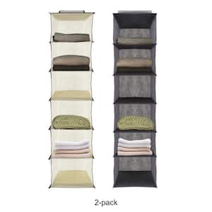 Grey/Beige Hanging Closet Organizer with 6-Shelf Closet Hanging Storage Shelves (2-Pack)
