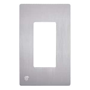 Elite 4.68 in. H x 2.93 in. L, Brushed Silver 1-Gang Screwless Decorator Wall Plate