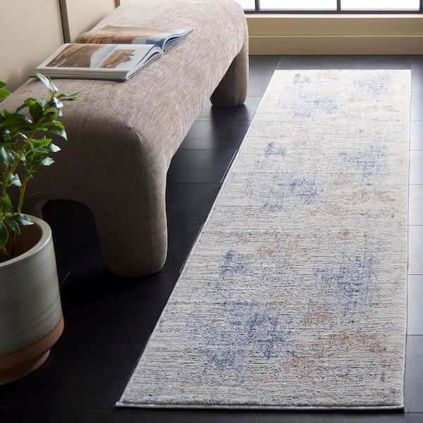 Scarlett 2 ft. x 8 ft. Blue/Ivory Beige Distressed Abstract Runner Rug