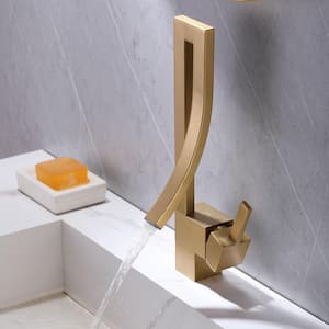Single Handle Vessel Sink Faucet in Brushed Gold
