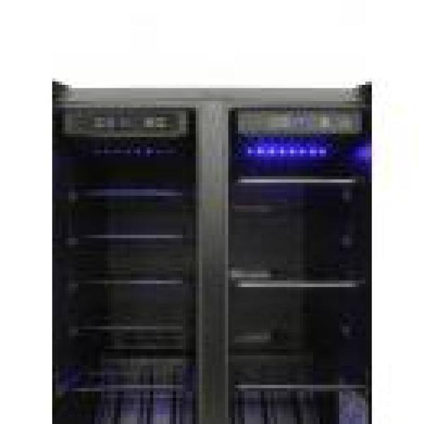 Black Stainless Steel Dual Zone Wine and Beverage Cooler with Interior Lighting