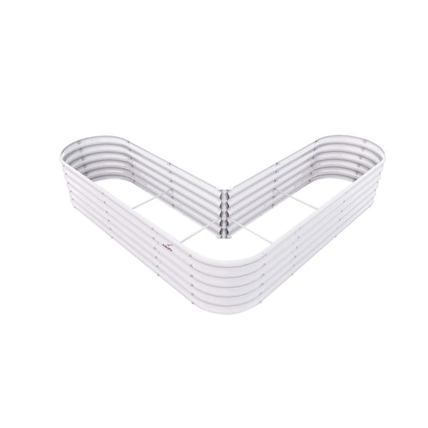 Sudzendf 6.75 ft.. L x 6.75 ft.. W x 1.5 ft.. H White Heart-Shaped Steel Outdoor Garden Bed Planter Box, Anti-Rust and Easy-Setup