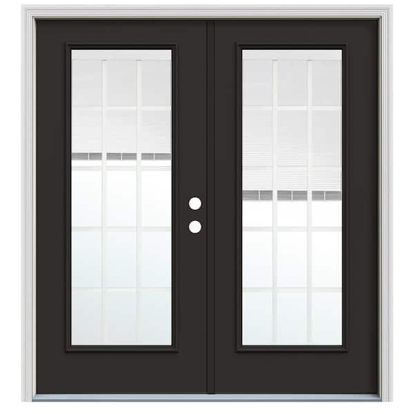JELD-WEN 72 in. x 80 in. 5 Lite Chestnut Bronze Left-Hand/Inswing Low-E 1Fiberglass French Patio Door with BBG
