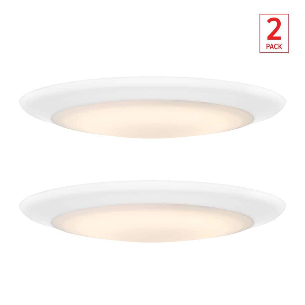 13 in. Matte White Selectable 5CCT Integrated LED Round Disk Flush Mount, 2-Pack price history on PriceWatchPro