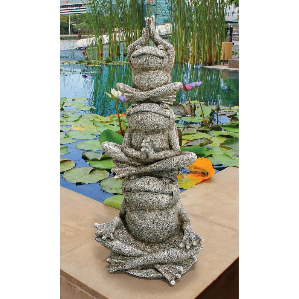 Gray Stone Resin Tower of Yoga Frog Garden Statue