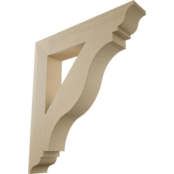 Ekena Millwork 5.5 in. x 36 in. x 32 in. Funston Traditional Rough Cedar Woodgrain Timberthane Polyurethane Bracket, Primed Tan