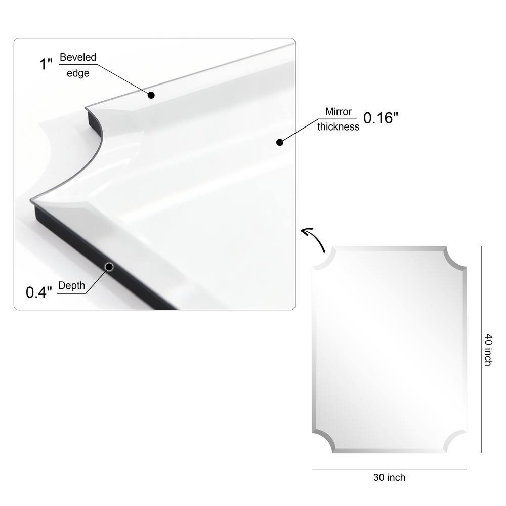 Elegant Scalloped Edge Frameless Wall Mirror 30" x 40"