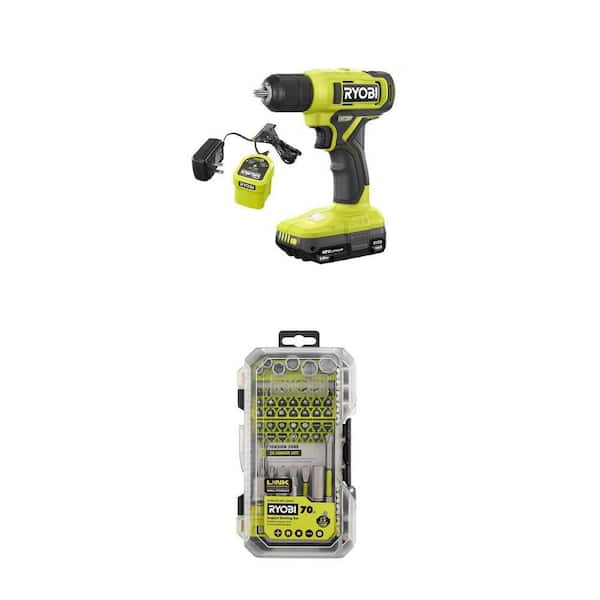 ONE+ 18V Cordless 3/8 in. Drill/Driver Kit with 1.5 Ah Battery and Charger and Impact Rated Driving Set (70-Piece)