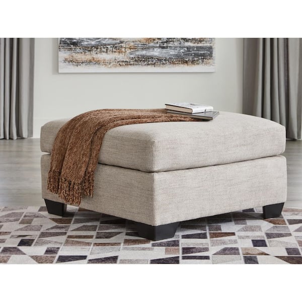 Signature DESIGN BY ASHLEY Mahoney Gray Polyester Square Cocktail Ottoman