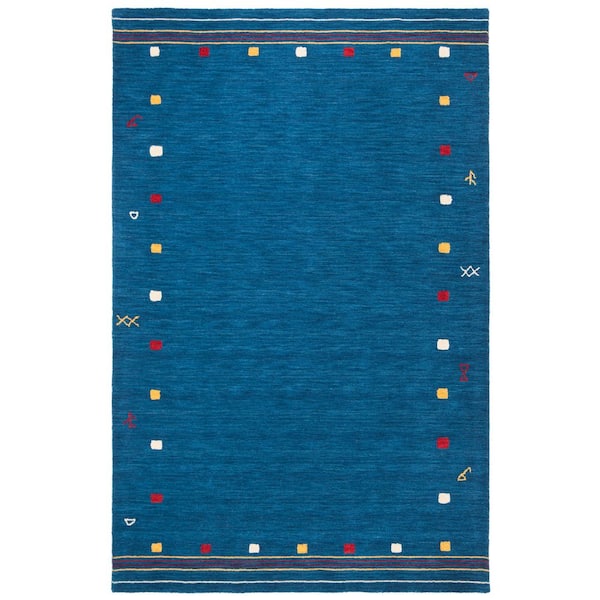 Himalaya Blue 5 ft. x 8 ft. Solid Color Striped Area Rug