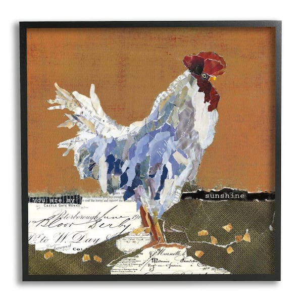 Stupell Industries "Country Farm Chicken Collage My Sunshine Sentiment" by Carol Robinson Framed Animal Wall Art Print 12 in. x 12 in.