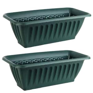 14.5 in. Window Sill Plastic Green Colored Planter (Set of 2)