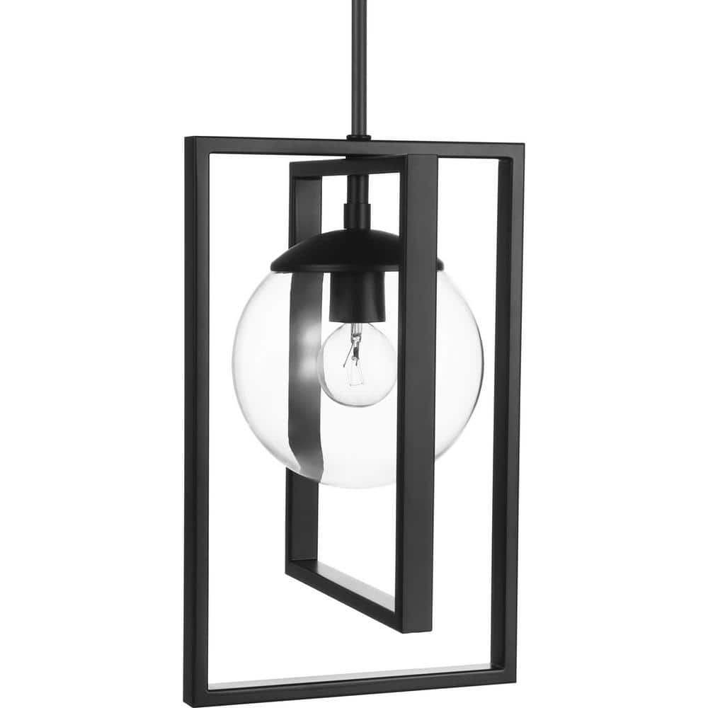Atwell 8'' Matte Black Globe Pendant with Clear Shade