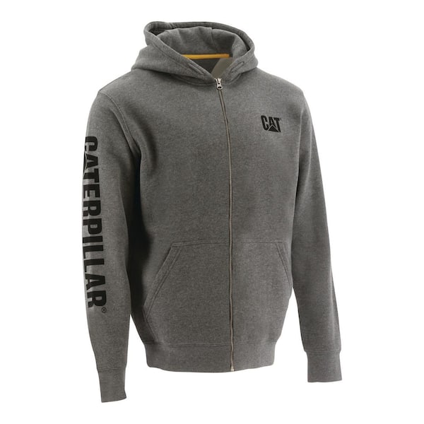 Caterpillar Trademark Banner Men's Tall-2X-Large Dark Heather Grey Cotton/Polyester Full Zip Hooded Sweatshirt