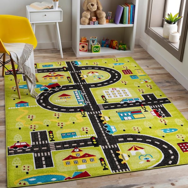 Colorful Brick Wall Home Area Rugs Round Kids Play Soft Carpet Room Floor Mat 