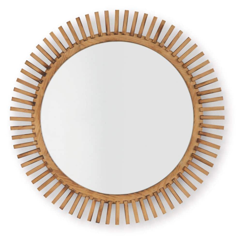 Tedwell Light Brown Wood 32 in. W x 32 in. H Modern Sunburst Wood Framed Mirror price history on PriceWatchPro