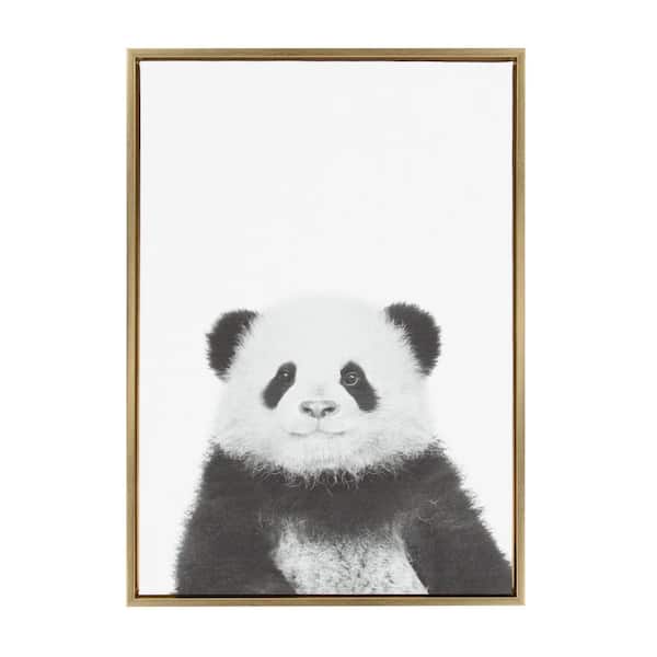 Kate and Laurel 33 in. x 23 in. "Panda" by Tai Prints Framed Canvas Wall Art
