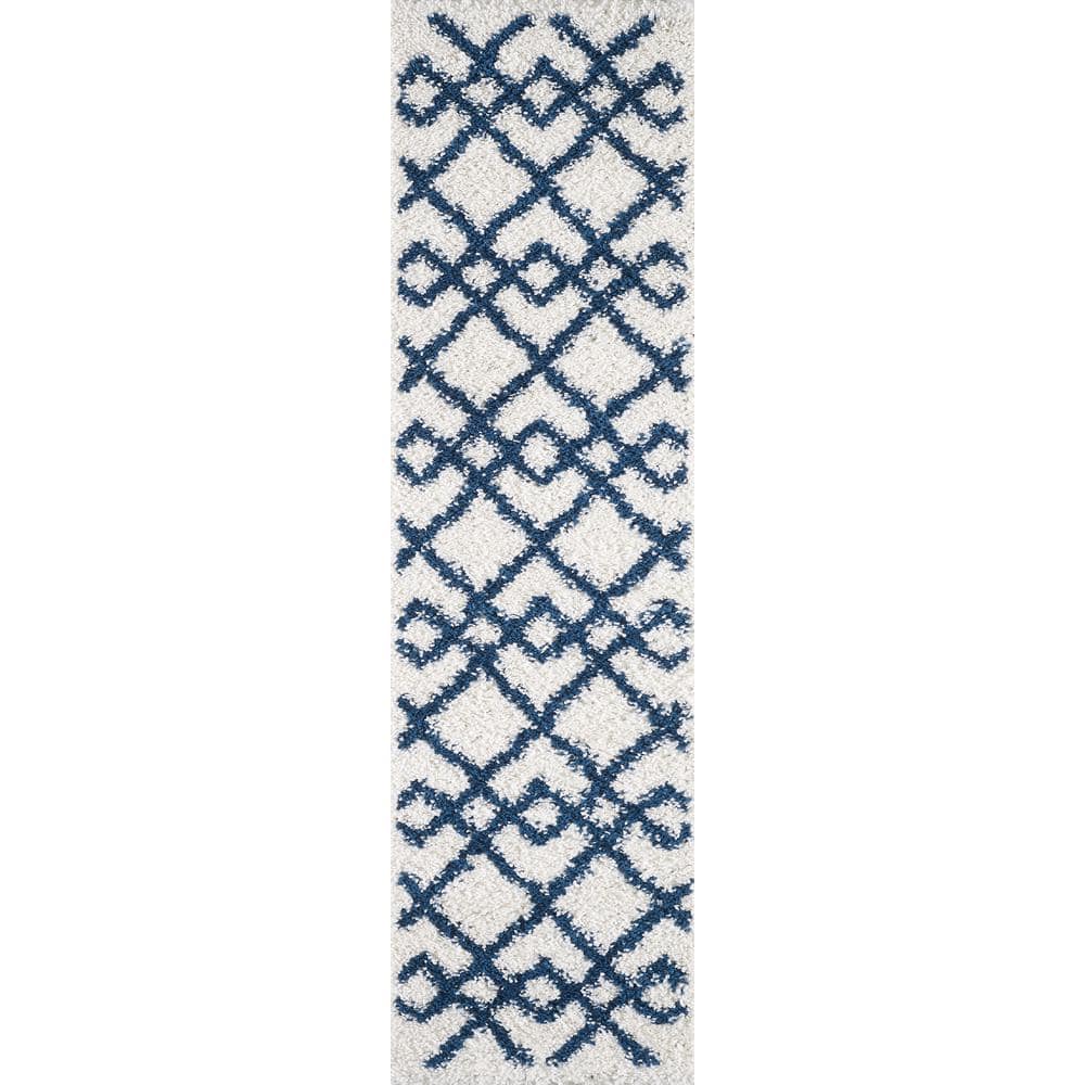 Kas Rugs Pax Ivory Blue Trends 2 ft. x 8 ft. Runner Rug PAX120822X76RU The Home Depot