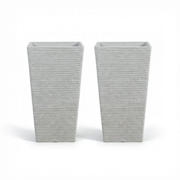 15.75 in. Top Dia x 27 in. H White PE Cone Outdoor Planter with Drainage Holes (2-Pack)