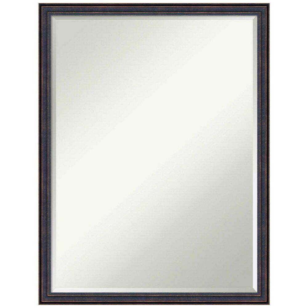 Dark Bronze Petite Bevel Wood Bathroom Vanity Mirror