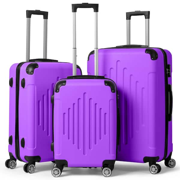 Karl home Nested Hardside Luggage Set in Lavender 3 Piece TSA Compliant 398175772892 The Home Depot