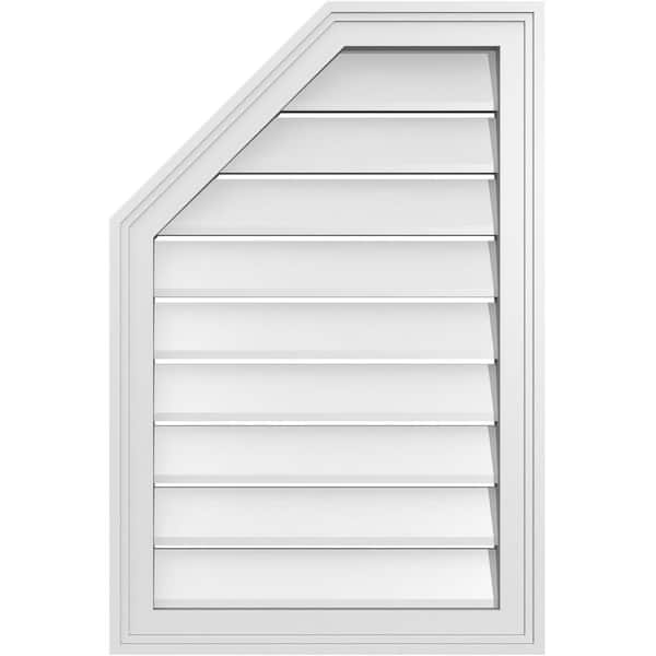 Ekena Millwork 20 in. x 30 in. Octagonal Surface Mount PVC Gable Vent: Functional with Brickmould Frame
