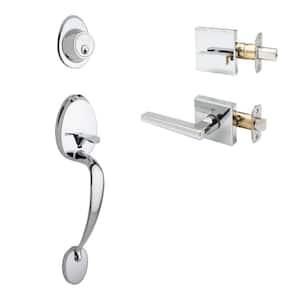 Colonial Polished Stainless Door Handleset and Verona Handle Trim