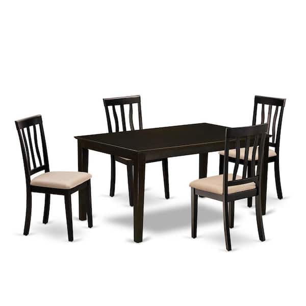 East West Furniture 5-Piece Cappuccino Solid Wood Top - Dining Room Set - Seats 4