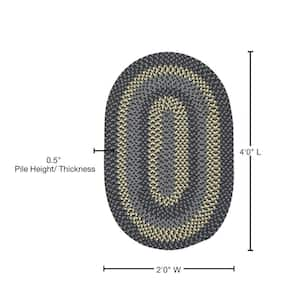 August Grey/Yellow 2 ft. x 4 ft. Braided Oval Area Rug