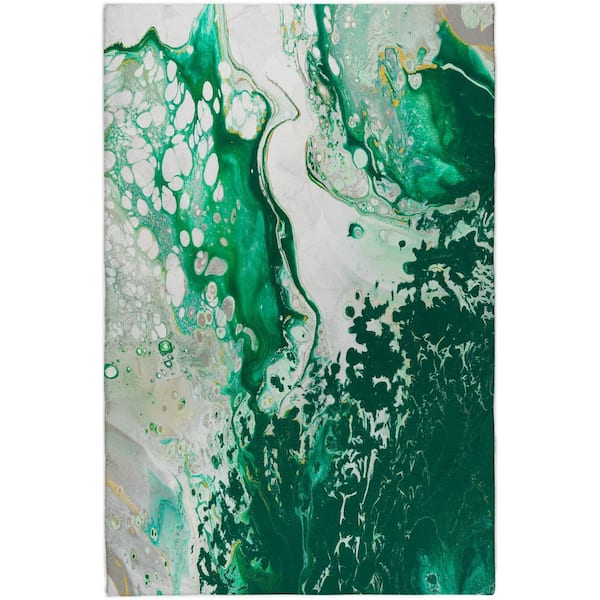 Dream Shag Premium Machine Washable Abstract ADS55 Green 10 ft. x 14 ft. Area Rug