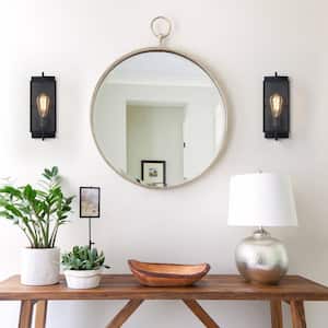 5 in. Matte Black Sconce with Clear Tempered Glass Shade