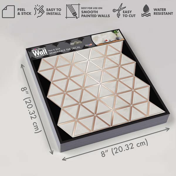 8 in. x 8 in. Rose Gold Foil Peel and Stick Paper Tile Backsplash (24-Pack)