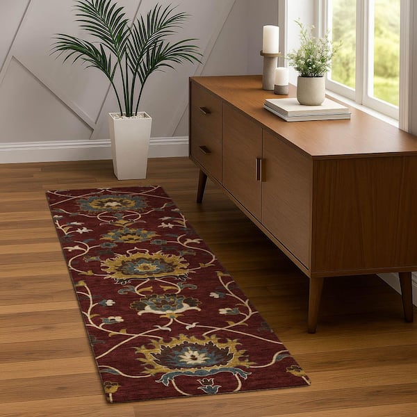 Chantille Machine Washable Indoor/Outdoor Abstract ACN2290 Burgundy 2 ft. 3 in. x 7 ft. 6 in. Runner Rug