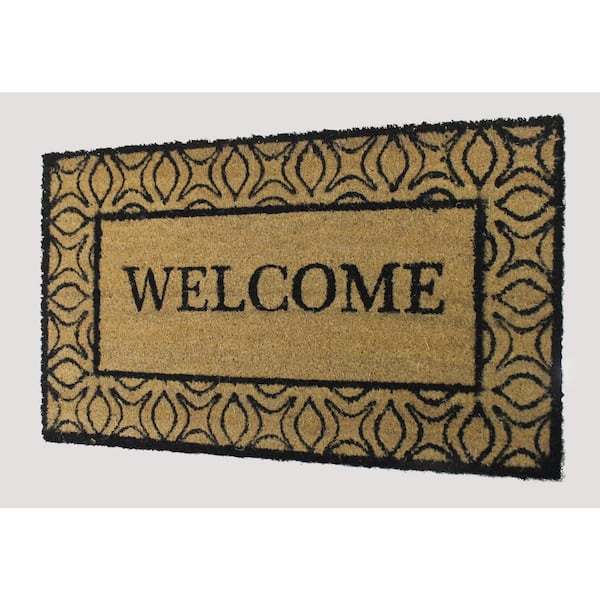 Unbranded Welcome Natural 18 in. W x 30 in. L Coir Non-Slip Indoor Outdoor Door Mat