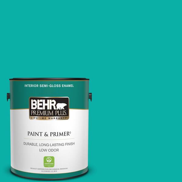 BEHR PREMIUM PLUS 1 gal. #490B-5 Cozumel Semi-Gloss Enamel Low Odor Interior Paint & Primer