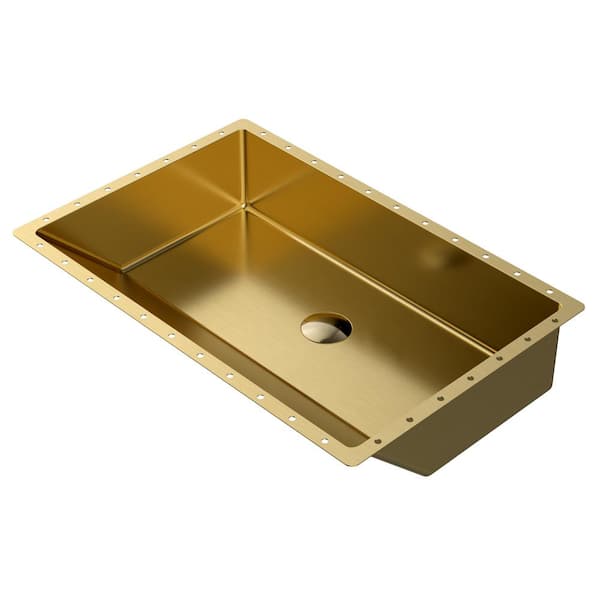 Karran CCU400 23-5/8 in. Stainless Steel Undermount Bathroom Sink in Yellow Gold