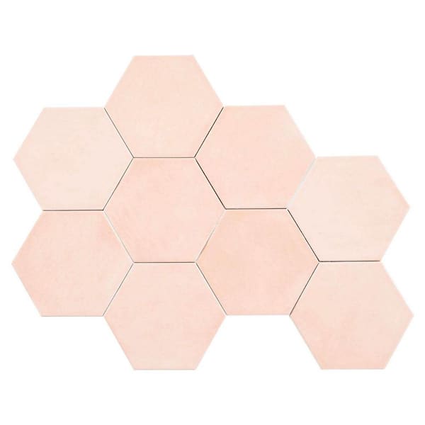 ANDOVA Jenae Corile Pink 4 in. x 5 in. Zellige Hexagon Glossy
